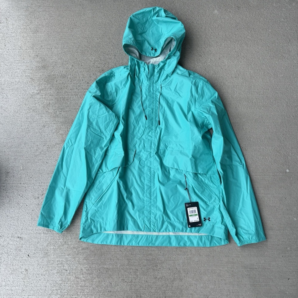 NWT Under Armour Cloudstrike Hooded Jacket‎ Women's Large Teal Shell